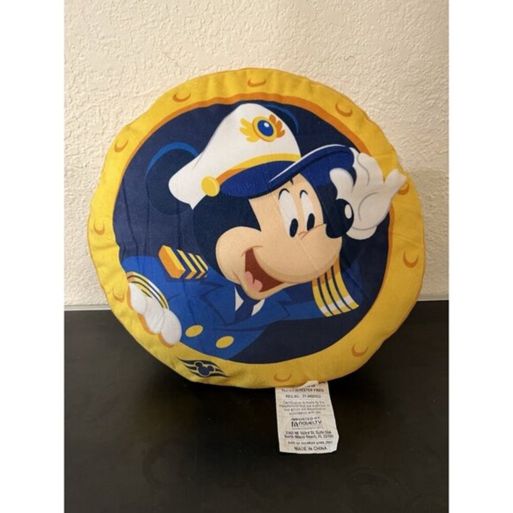 Disney Cruise Line 15" Round Captain Mickey & Minnie Mouse Porthole Pillow Plush